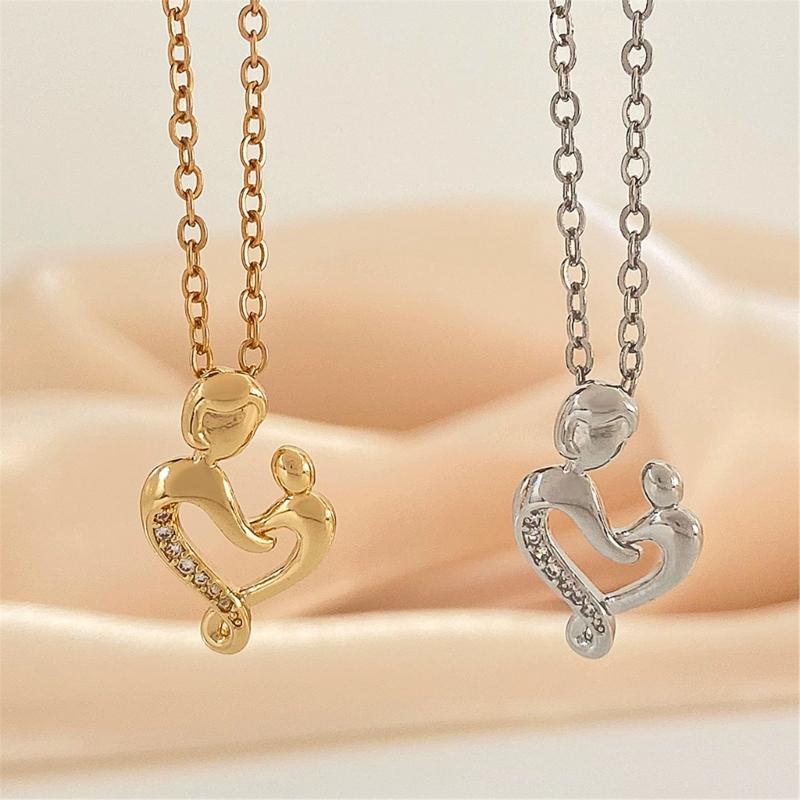Unique Fashion Pendant Necklace Women's Mother Child Embrace Love Pendant Necklace for Daily Wear Dates Parties