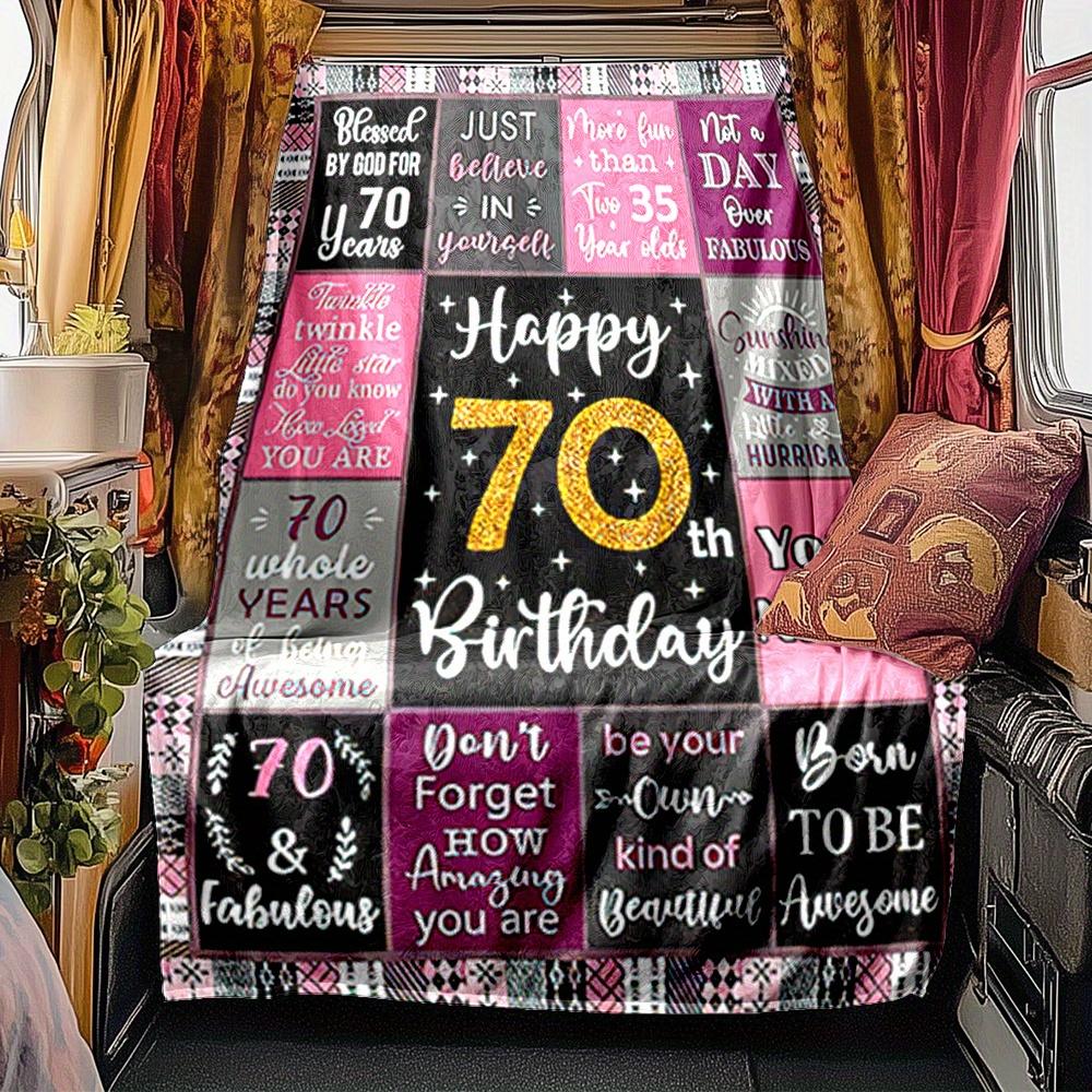 70Th Birthday Blanket Personalized Name Soft Comfortable Stylish Blanket Car Blanket Perfect For Travel Camping Outdoor Home Suitable For All Seasons