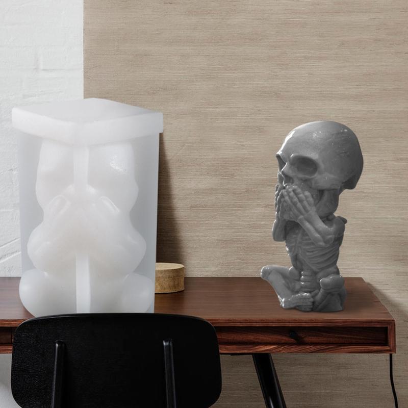 Flexible Resin Mold Skull Shape Ornament Molds Easy Releasing Silicone Texture for Epoxy Creative Table Decorations