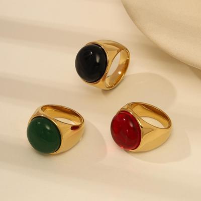 Trendy Stainless Steel Gold-Plated Hip Hop Geometric Ring - Simple & Stylish Plain Band