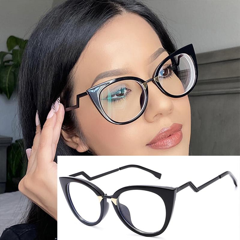 Glasses Female Blue Light Glasses Spectacle Feline Retro Eye Clear Filter Presbyopic Transparent Ladies Classic Computer Cat's Comfort Presbyopic