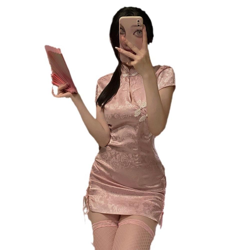 Domila Sexy Lingerie Retro Jacquard Sexy Classical Cheongsam Uniform Temptation Pajamas Hot Passion Suit