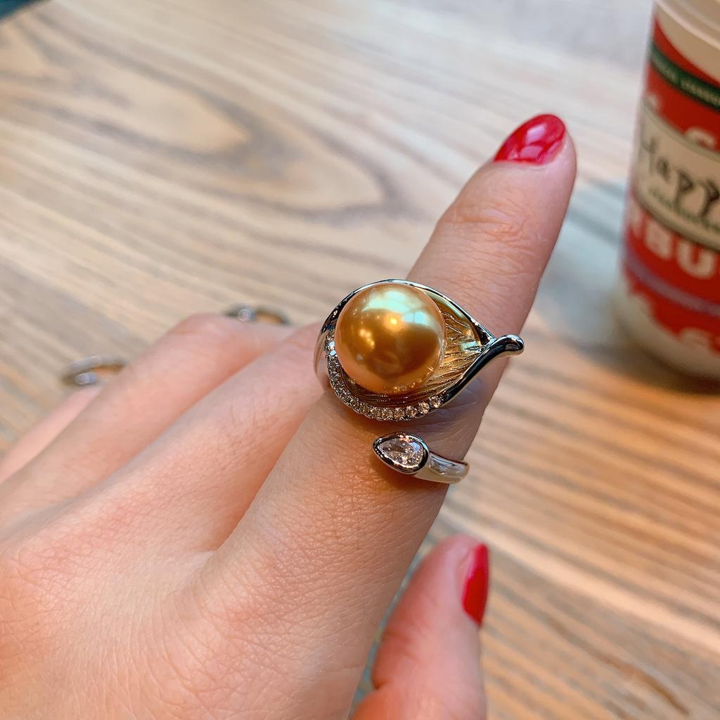 Wish Ao Fritillary Pearl Women's Ring Fashion Creative Jewelry Adjustable Ring Hand Fashion