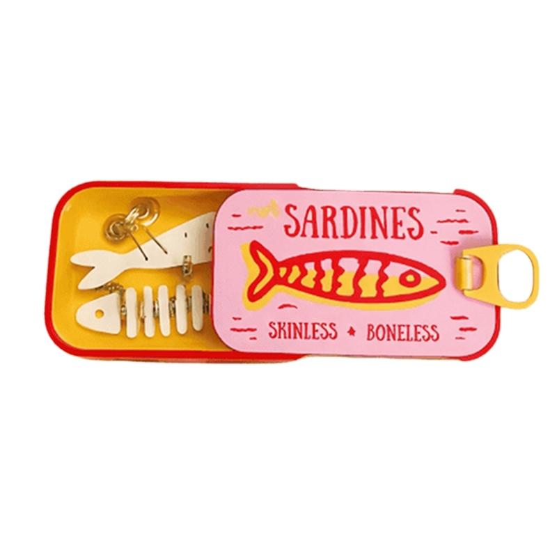 Estuche de Joyería de Viaje Estilo Lata de Sardinas Novedosa con Almacenamiento Compacto para Anillos, Pendientes de Botón, Pulseras y Collares