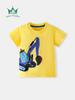 Spring/Summer Toddler T-shirt with Cartoon Excavator Embroidery and Round Neck