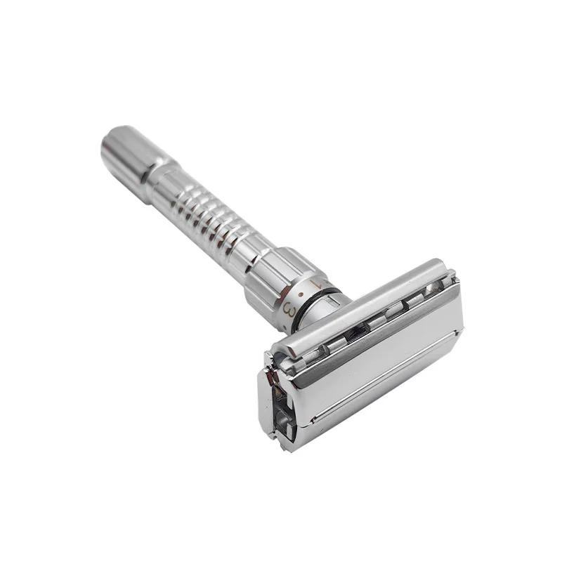 New Adjustable Safety Razor Double Edge Classic Mens Shaving Mild To Aggressive 1-6 File Zinc Alloy Shaver With 5 Blades