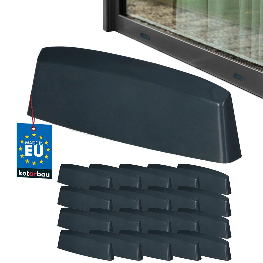 Drainage Cap for PVC Windows, Anthracite Cover, 36 mm, Set of 20