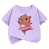 Kawaii Dacing Capybara Design T Shirts Manga Kids Childrens Tshirt Short Sleeve Boys Girls Summer Spring Casual Top Tee Shirt