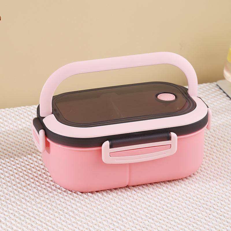 Bento Lunch Box with Spoon and Fork High-capacity Microwave Food Container Portable Leak-proof