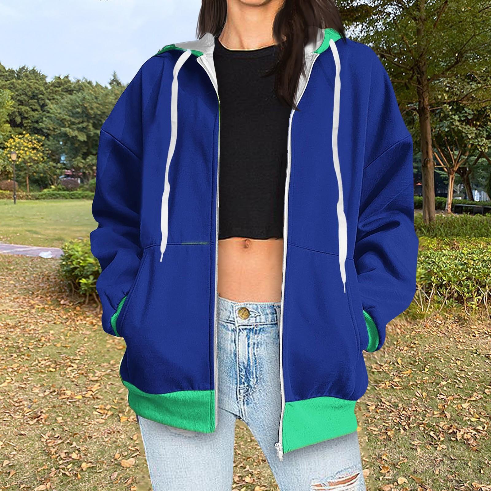 

Толстовка с капюшоном на молнии для женщин с длинным рукавом, свободные толстовки для женщин, куртка с карманами, модная одежда на осень XXXXXL