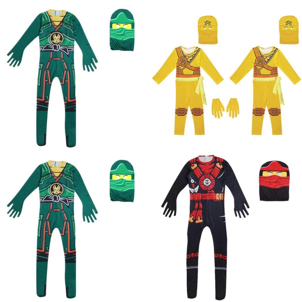 Cool Ninjago Inspired Kids Cosplay Party Clothes Set With Glove Hat And Jumpsuit