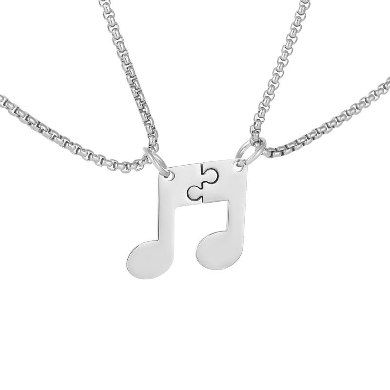 New Fashionable Beating Note Puzzle Couple Necklace Men and Women Couple Titanium Steel Necklace
