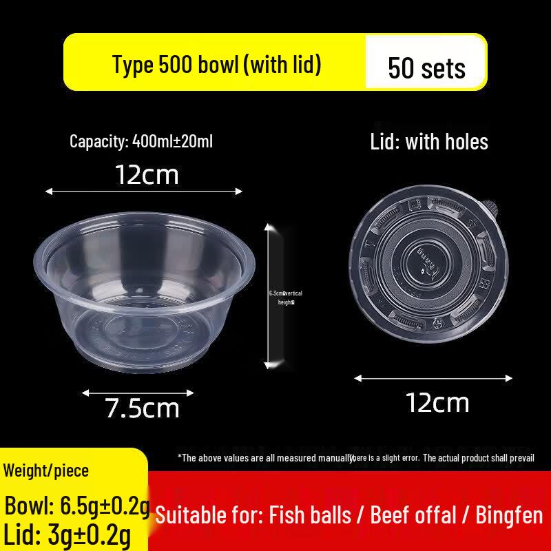 Thickened Disposable Round Plastic Food Container with Lid
