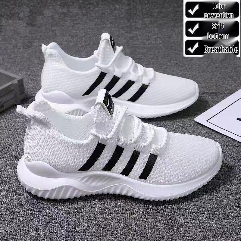 New 2025 Breathable Soft Sole Trendy Black Men's Casual Korean Style Running Shoes