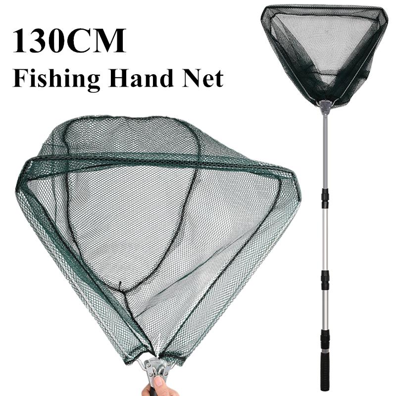 190Cm 130Cm 55Cm Telescopic Landing Net Folding Fishing Pole Extending Fly Carp Course Sea Mesh Fishing Net For Fly Fishing