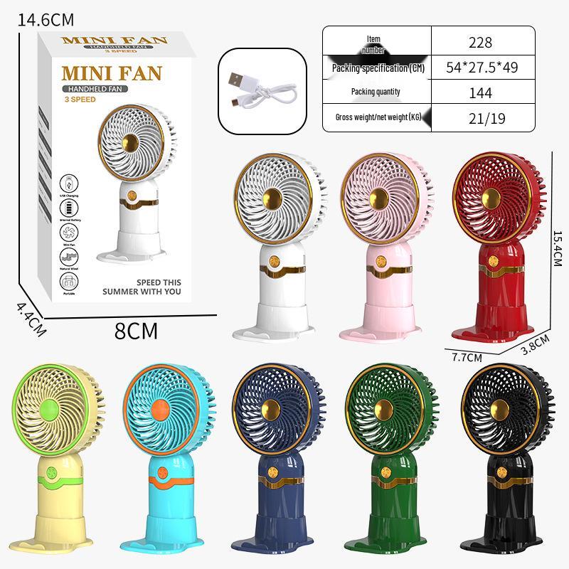 Portable USB Mini Fan with Phone Holder for Desktop or Student Use White