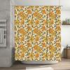 Vintage Floral Shower Curtain Orange Green Flower Design for Bathroom Decorations 71x84in