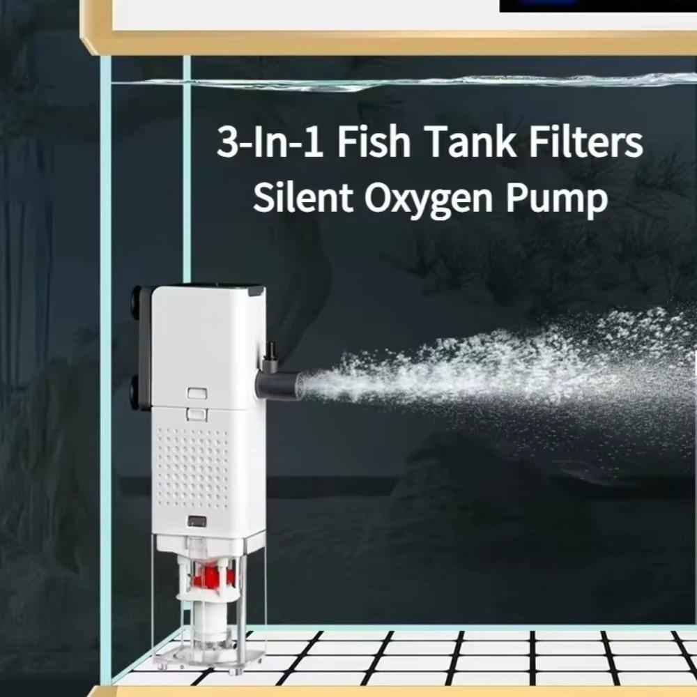 3-in-1 System Aquarium Filter Silent Operation Plastic Water Purification Pump Strong Power Built-in Filter