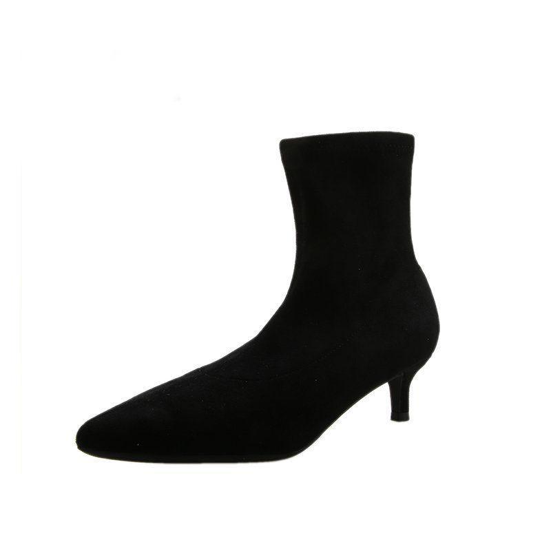 Fashion Comemore New Women Sexy Sock Boots 2025 Autumn Thin High Heels Pointed Toe Solid Black Suede Fashion Ankle Boots Women's Shoes