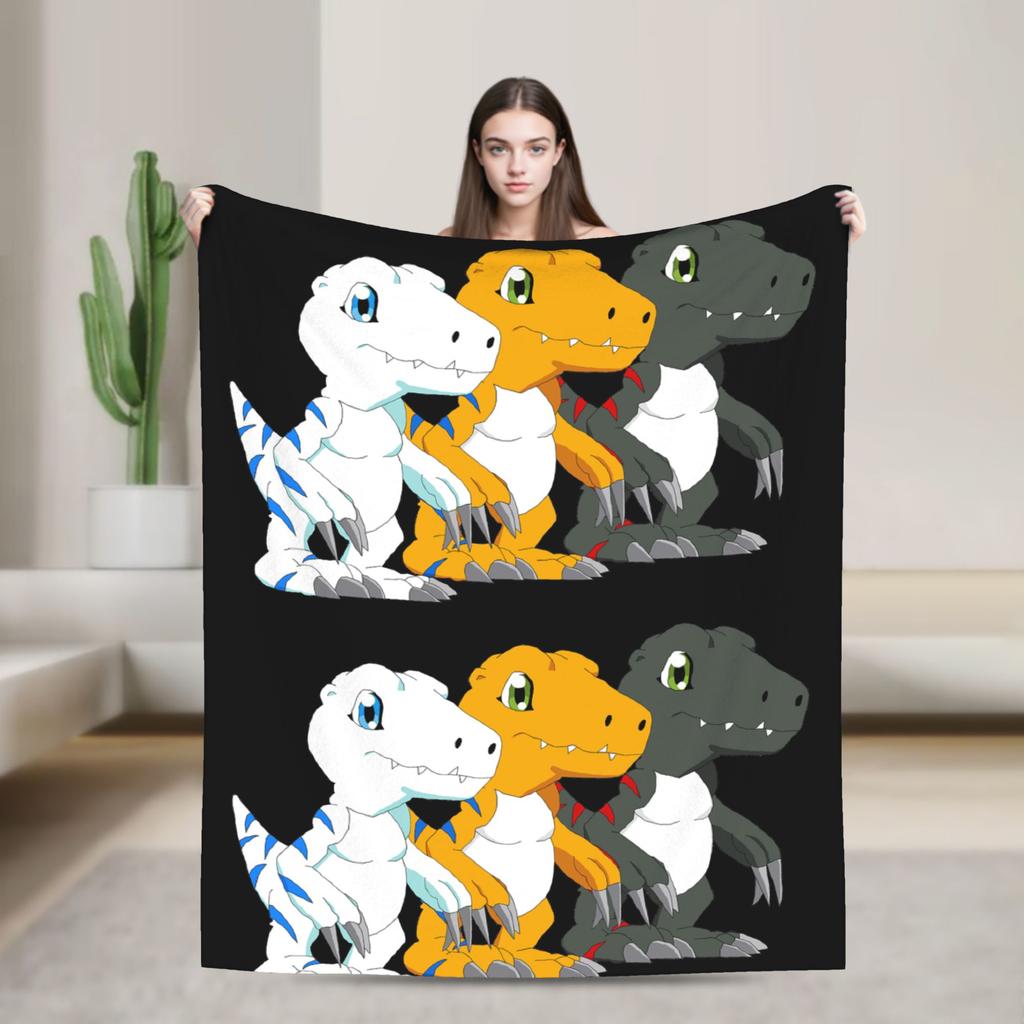Jyarimon Gigimon Guilmon Growlmon Evolution Knitted Blankets Digimon  Wool Throw Blankets Summer Bedspreads