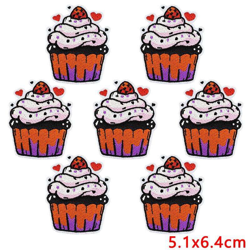 10pcs Cute Cartoon Embroidered Patches Diy Pudding Donuts Ice Cream Doodle Stickers Iron On Patches For Clothing Decoration 