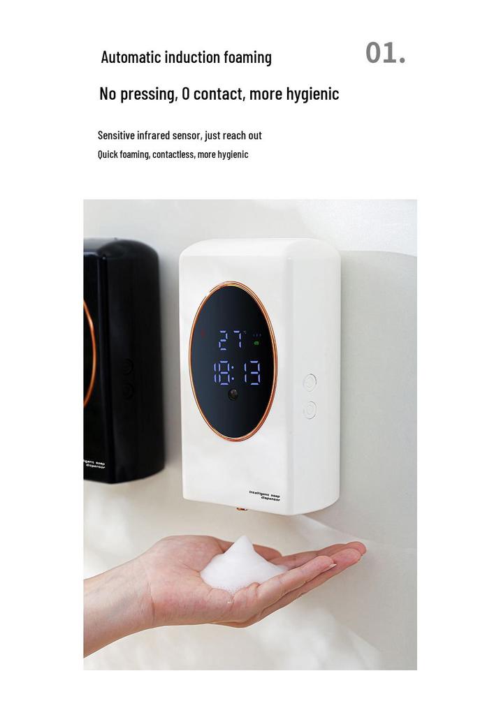 Automatický senzorový dávkovač pěnového mýdla na stěnu bez vrtání - Velká kapacita pro hotely