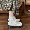 White bow small leather shoes women's summer lace platform Mary Jane round head jk loafers cute light mouth single shoes