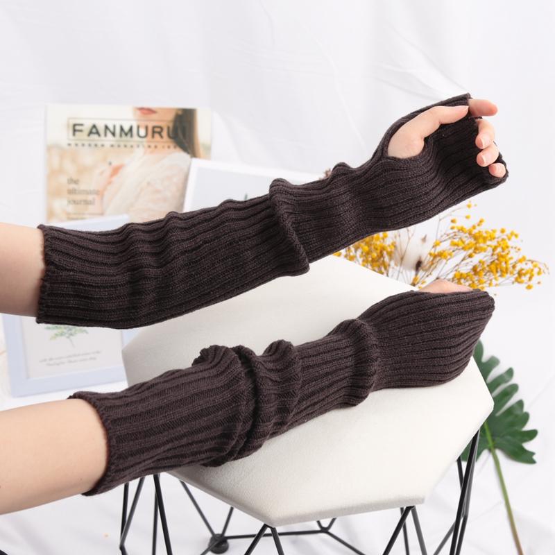 Damen Lange Fingerlose Handschuhe Weicher Damenhandschuh Lolita Kawaii Fäustling Winterwärmer Gestrickte Armmanschette Mädchen Punk Gothic Handschuhe