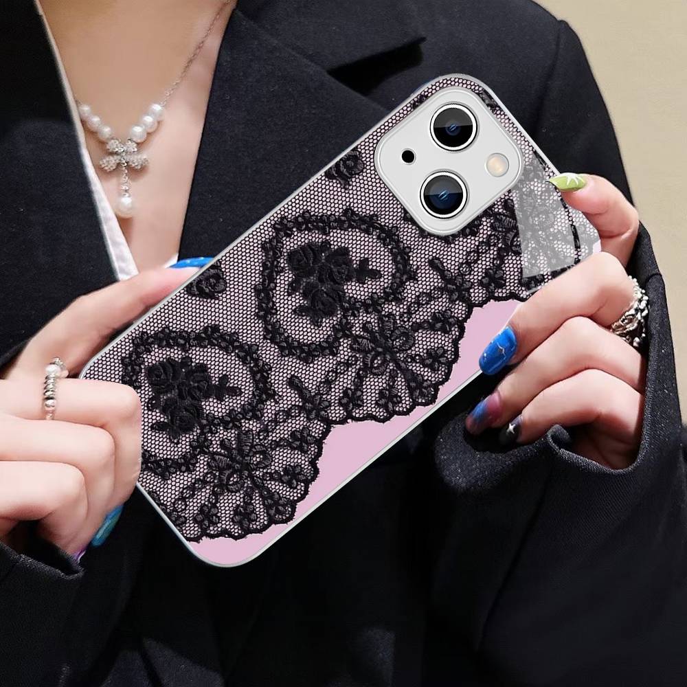 Lace Style Tempered Glass For Iphone 14 13 12 11 Pro Mini XS MAX 14Plus X XS XR Cover