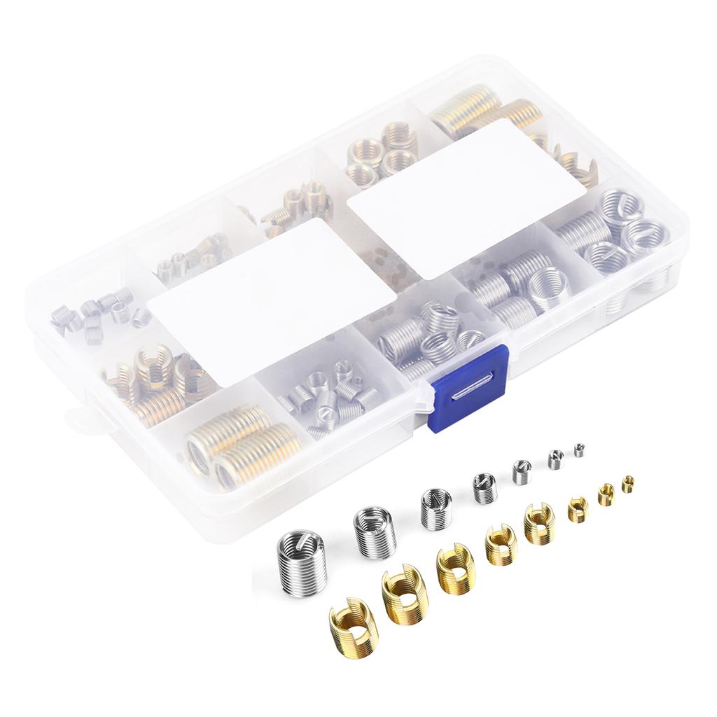 116Pcs Self Tapping Thread Slotted Inserts and Steel Wire Thread Inserts Combination Set