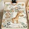1PC Custom Name Giraffe Adventure Name Patterned Flannel Blanket Suitable For All Seasons for Home Decor Warmth and Comfort Gifts Holiday Present_lx