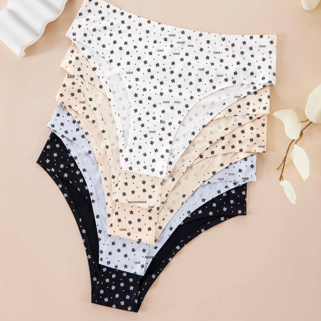 Women's Seamless Printed Thong: Sexy Ice Silk, Light & Thin Triangle Briefs