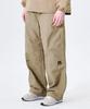 MOZMOZ Square Embroidered String Nylon Track Pants Beige