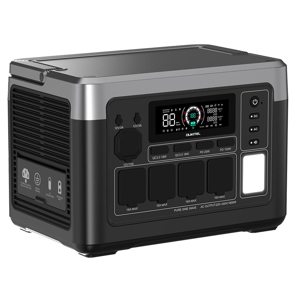 OUKITEL P1000 PLUS Portable Power Station, 1800W 1024Wh Solar Generator with LiFePO4 Battery, Fast Charging