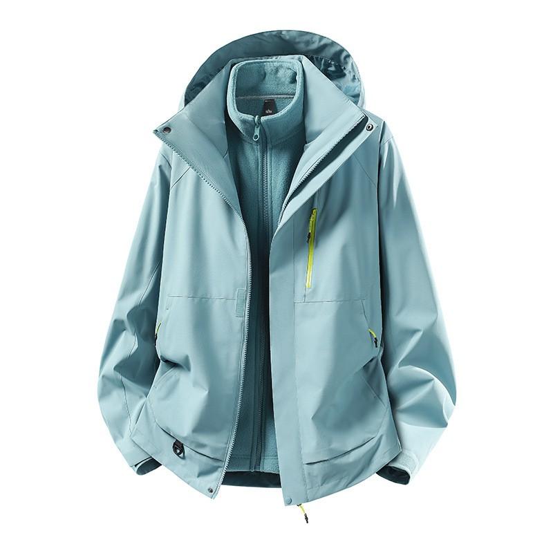 Men Women 3-in-1 Waterproof Windproof Hiking Jacket With Removable Fleece Liner Camping Fishing Mountaineering Winter