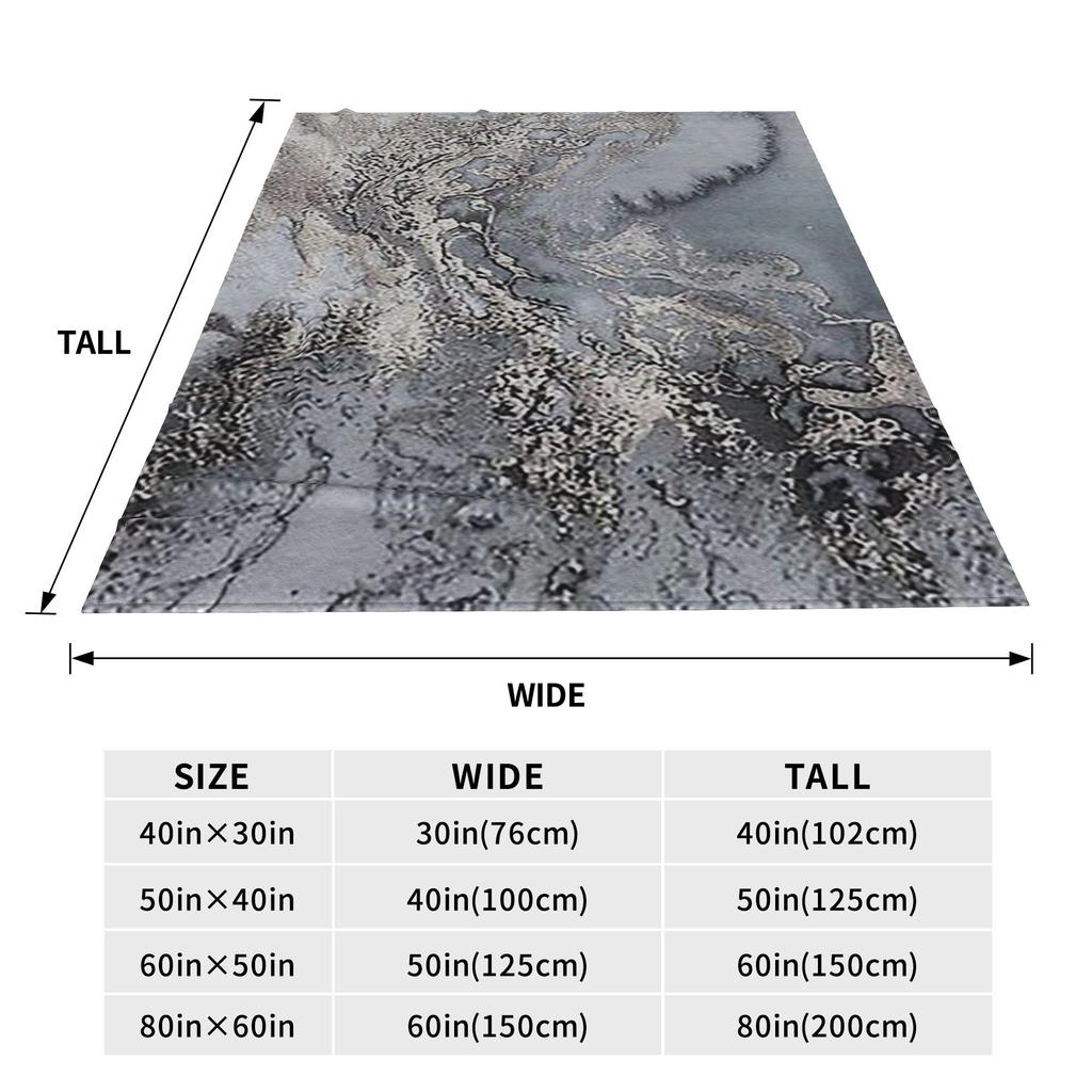 Grey and silver Marbl Blankets Breathable Flannel Sofa Throw Blanket for Couch Bedding Travel Throws Bedspread Quilt