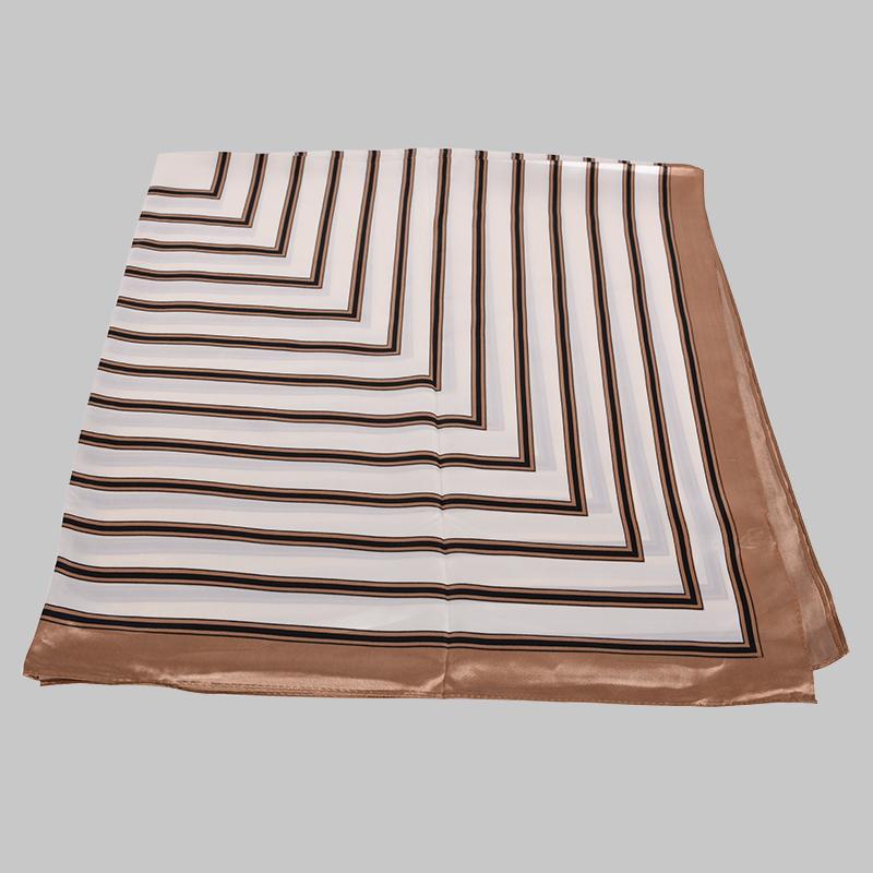[BYSIFA] New Khaki White Stirped Square Scarves Hijabs Fashion Fall Winter Women Satin Silk Scarf Shawl Muslim Neck Scarf Cape