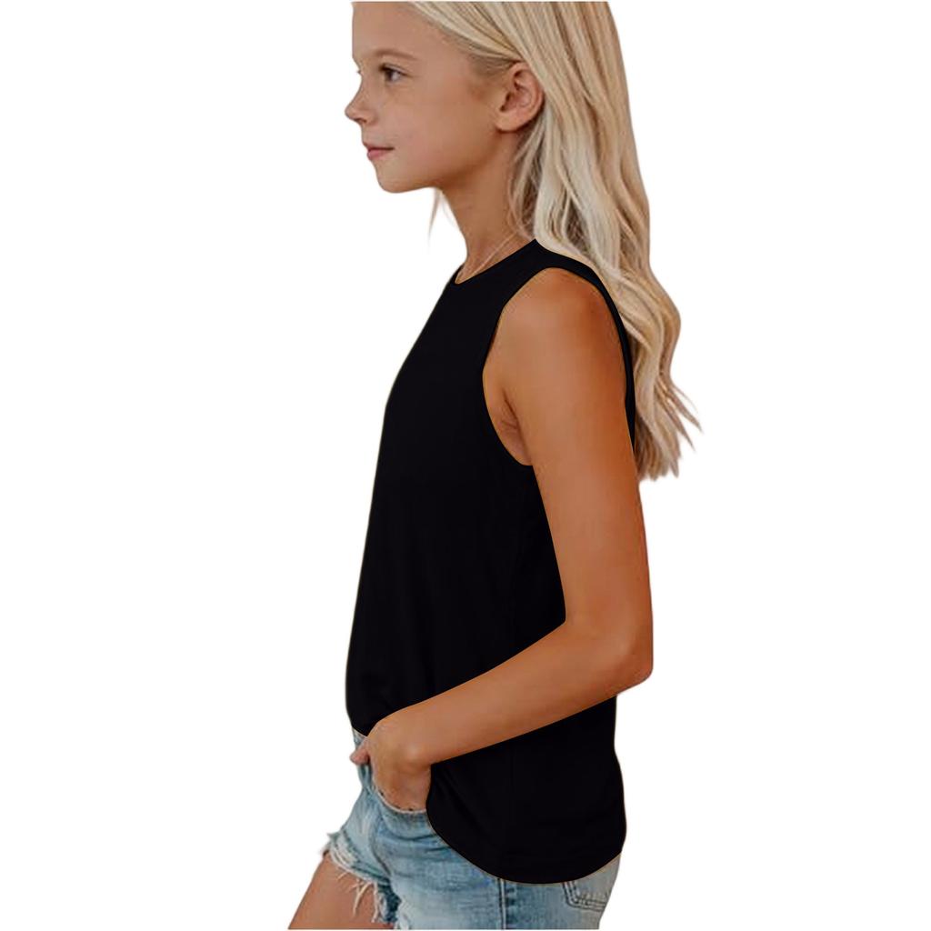 Girls Kids Summer Crewneck Sleeveless Shirts Tank Tops
