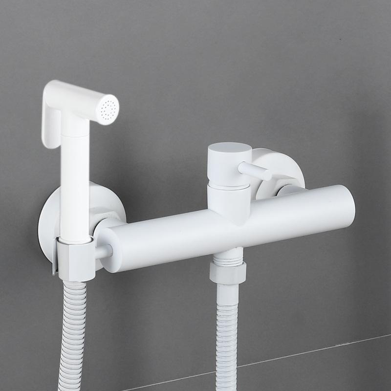 

Toilet bidet sprayer set Brass Double Use Bidets faucet Bathroom Hot and Cold sprayer shower bidet faucet High Pressure gun белый
