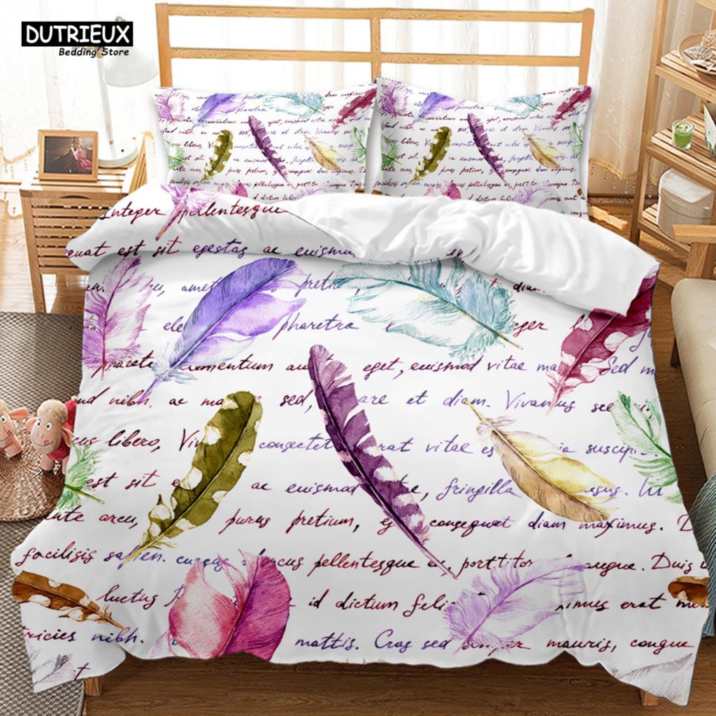 Comforter Luxury Feathers Bedding Set Colorful Soft Animal Feather King Queen Single Size S For Women