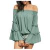 Fashion Flared Long-sleeved Chiffon Off-the-shoulder Neckline Hollow Loose Top