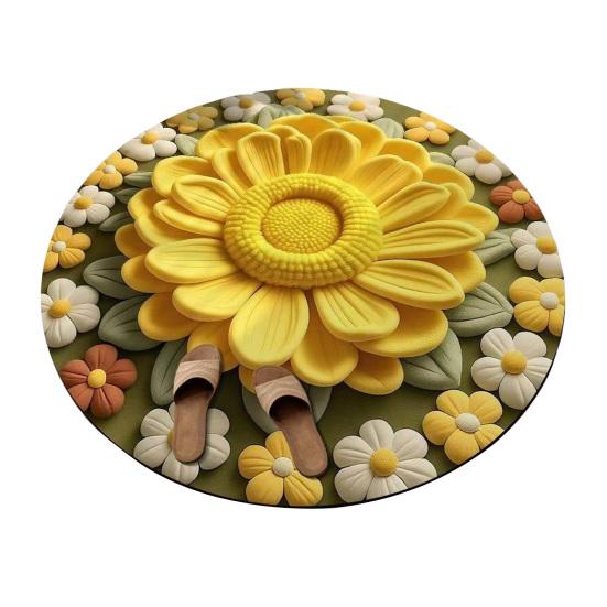 Floral Plush Diatomaceous Earth Floor Mat 3D Visual Flower Pattern Diatom Mud Floor Rugs