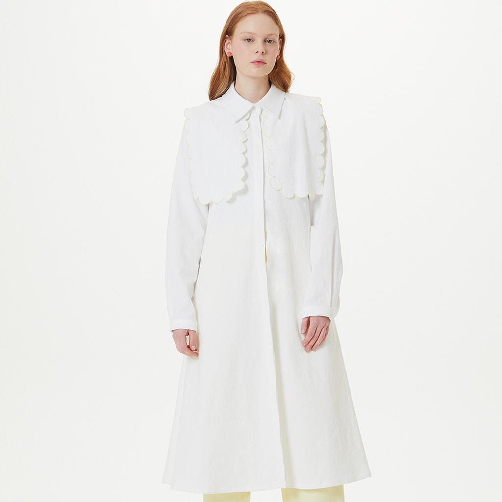 The Studio K Round Cut Belted Dress (Ivory)