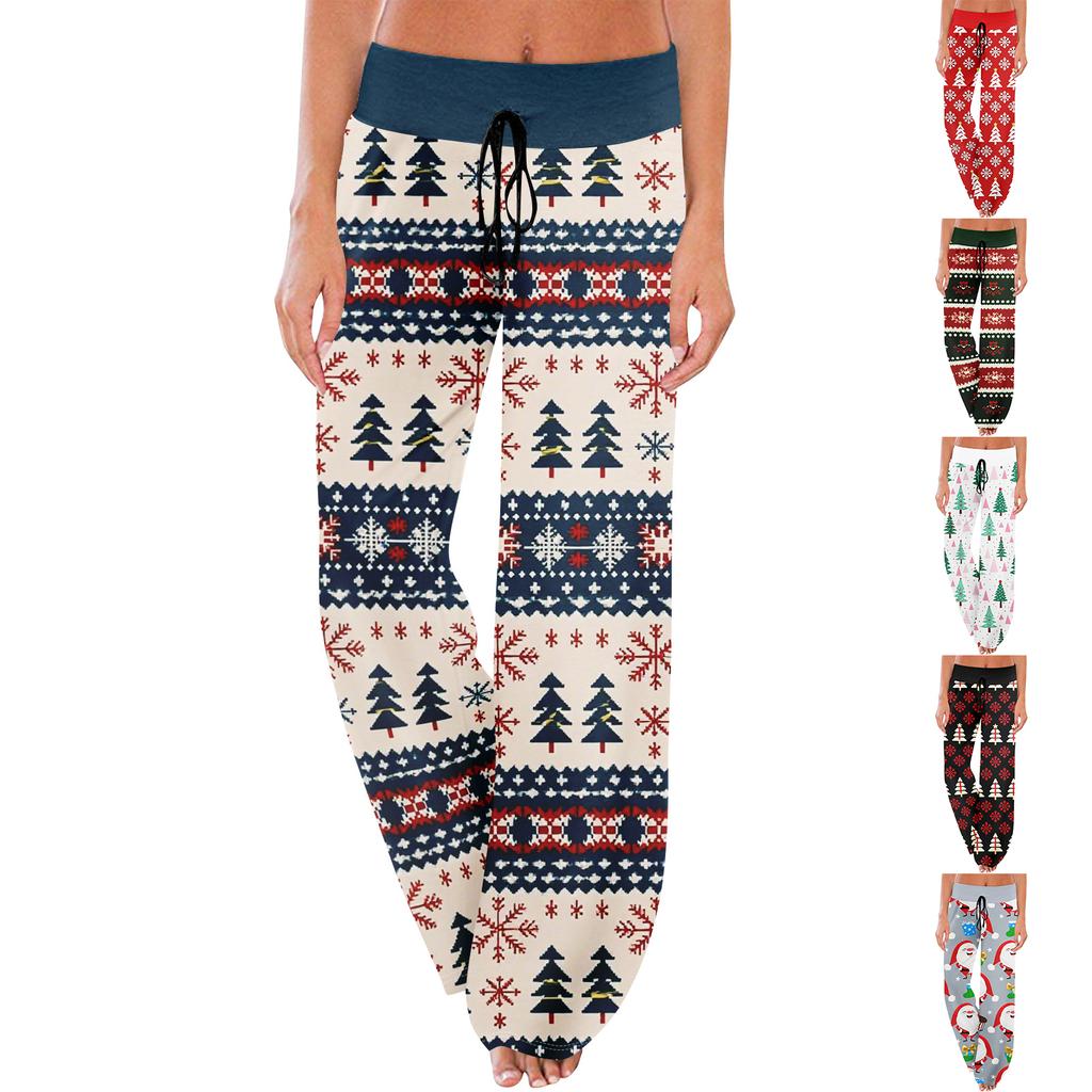 Pajama Pants Sleepwear Casual Drawstring Elastic Waist Pants Comfy Straight Yoga Loose Trousers