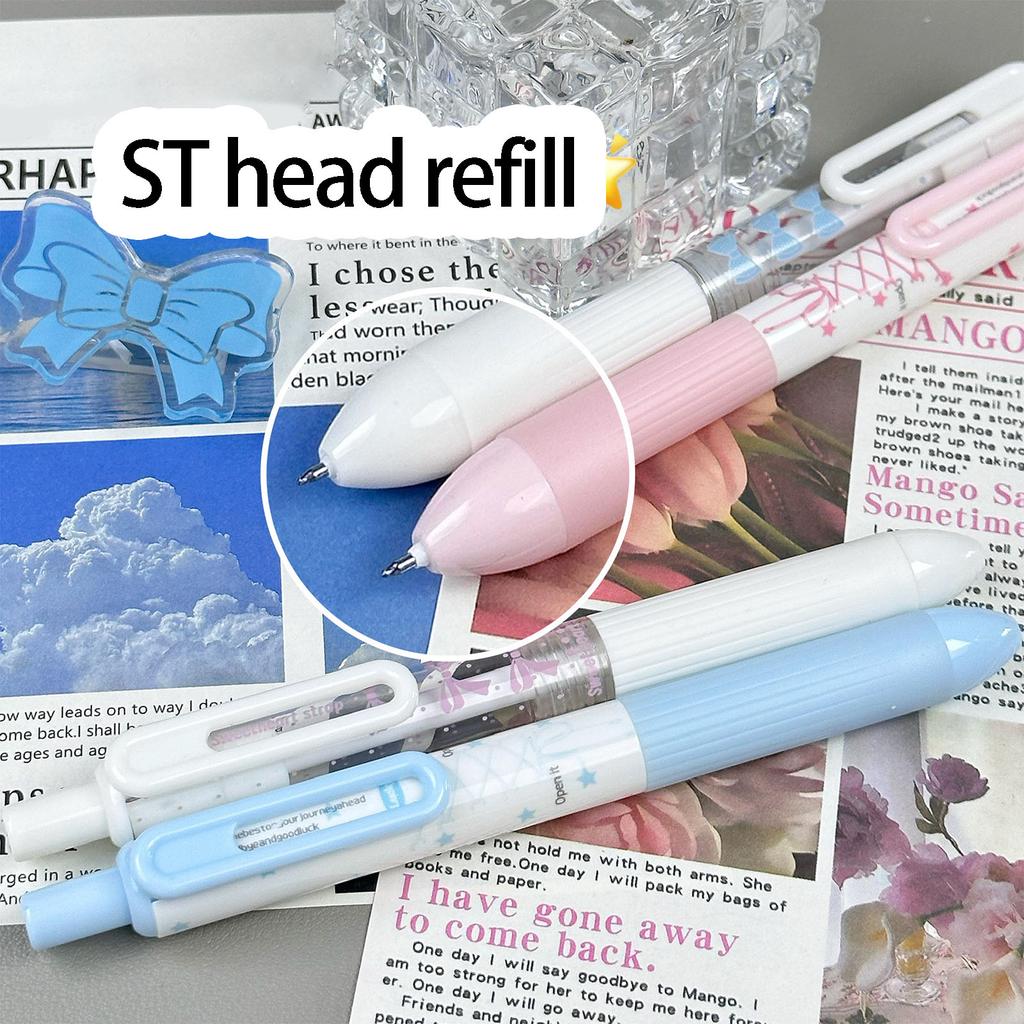4Pcs Lace Ribbon Gel Inks Pen Retractable Gel Pen 0.5MM Fine Point Black Inks for Handwriting Journaling Note Taking