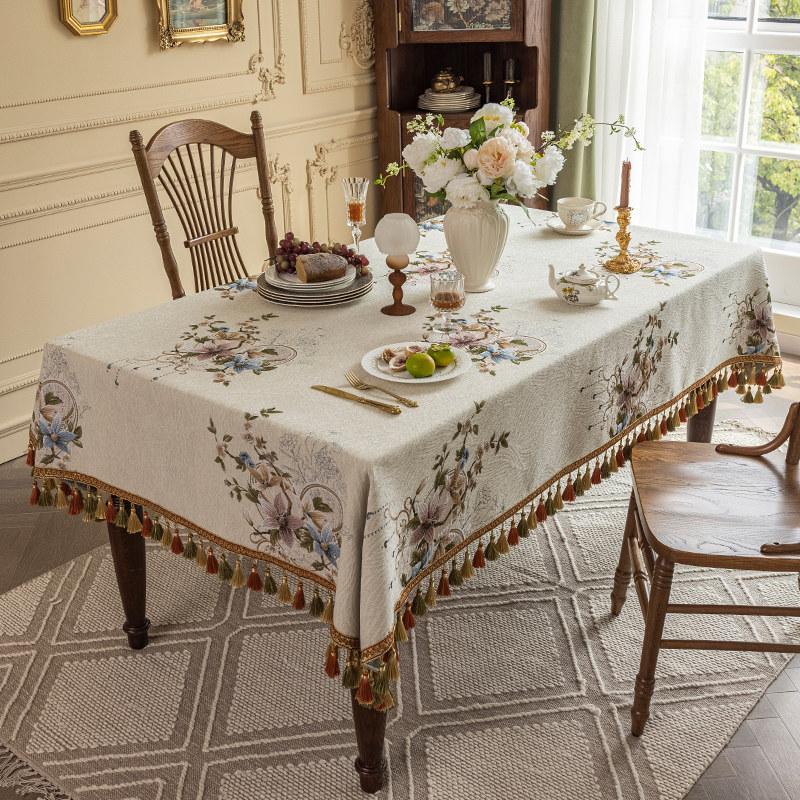 Europeisk Jacquard Bordtrekk Rektangel Firkantet Luksus Duk Dusk Til Kjøkken Spise Fest Jul Borddekorasjon