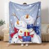 Custom Name Christmas Snowman Theme Printed Blanket - Perfect for Couch, Bed, Travel & Outdoor Use | Machine Washable, Cozy & Durable.