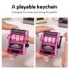 Retro Mini Slot Machine Keychain Game Winning Best Friend Gift Toy Key Holder Coin Games Console Creative Casino Model