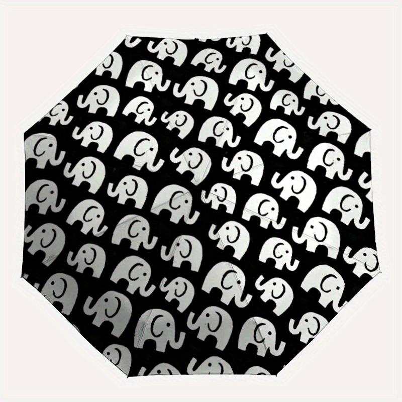 

1pc Elephant Pattern Automatic Open/Close Umbrella with Windproof, Functional Design, 8-Rib Sturdy Canopy