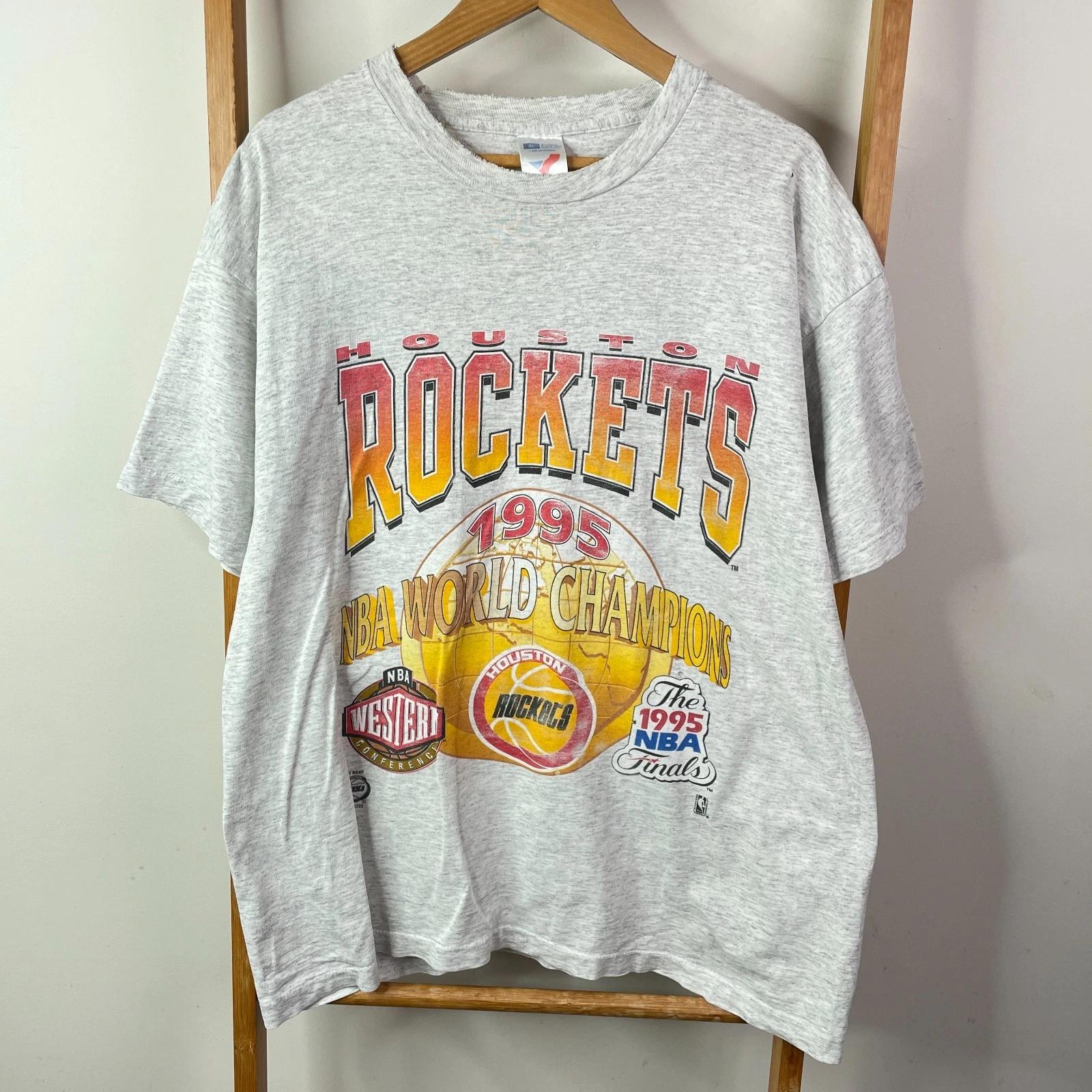 

Vintage 1995 NBA World Champions Shirt Mens Extra Large Grey Houston Rockets XL